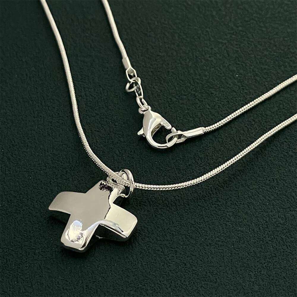 New trendy 925 Sterling Silver delicate cross Necklace for women Fashion Costume Jewelry Wedding Engagement Party Holiday GiftS H260112