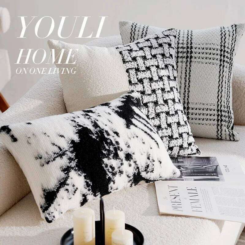 30X50/45X45cm French Retro Throw Pillow Black Luxury Stamping Waist Cushion Cover Decor Home Decorative Pillowcase 2025