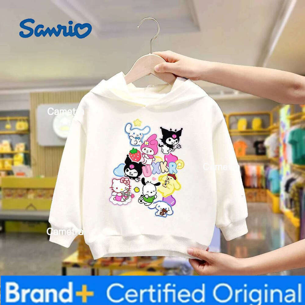 Sanrio Fashion Girls Kuromi Melody Cute Printed Hooded Sweatshirt Children's Fall and Winter Outdoor Casual Warm Long Sleeve Top H260112