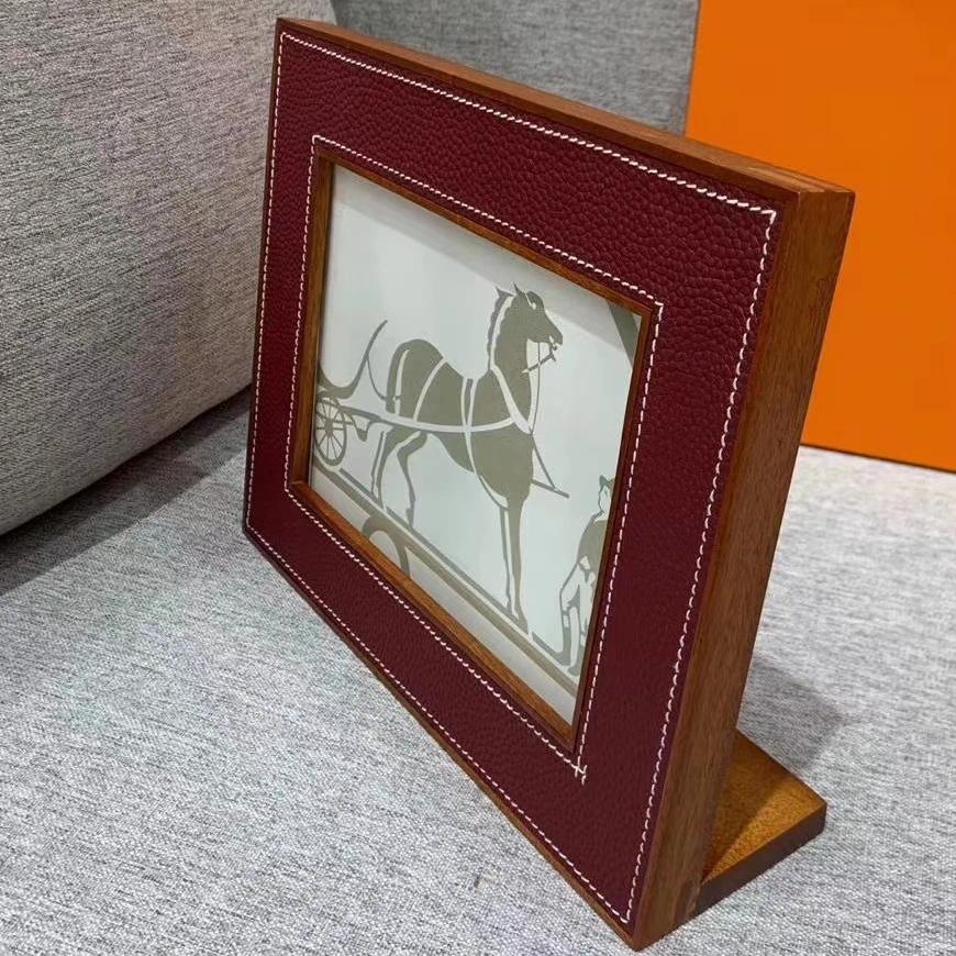 Wooden Pictures Mahogany Smooth Calfskin Simple Can Hold 7 Inch Photo Frame Modern Decor H260306