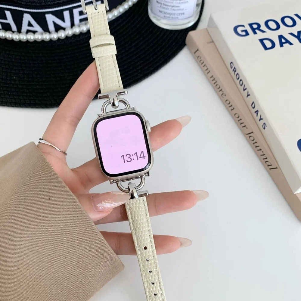 For Apple Watch band women Series Ultra 11109876 38mm 40mm 41mm 42mm 44mm 45mm 46mm Strap Leather loop 260110 - view 3