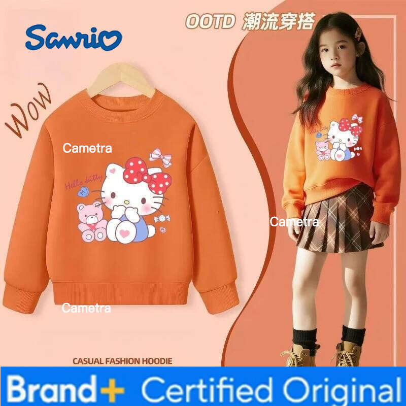 Sanrio Baby Cotton Kid Cartoon Printed Pullover Children Autumn Fashion Long Sleeve T-shrits Girls Clothes Top Hooded H260112