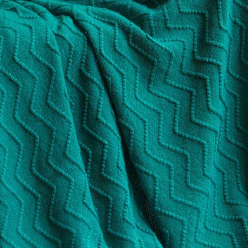 Green Christmas Wave Textured Solid Soft Couch Cover Decorative Cozy Knitted Blanket with tassels Gift Blankets XJ260112
