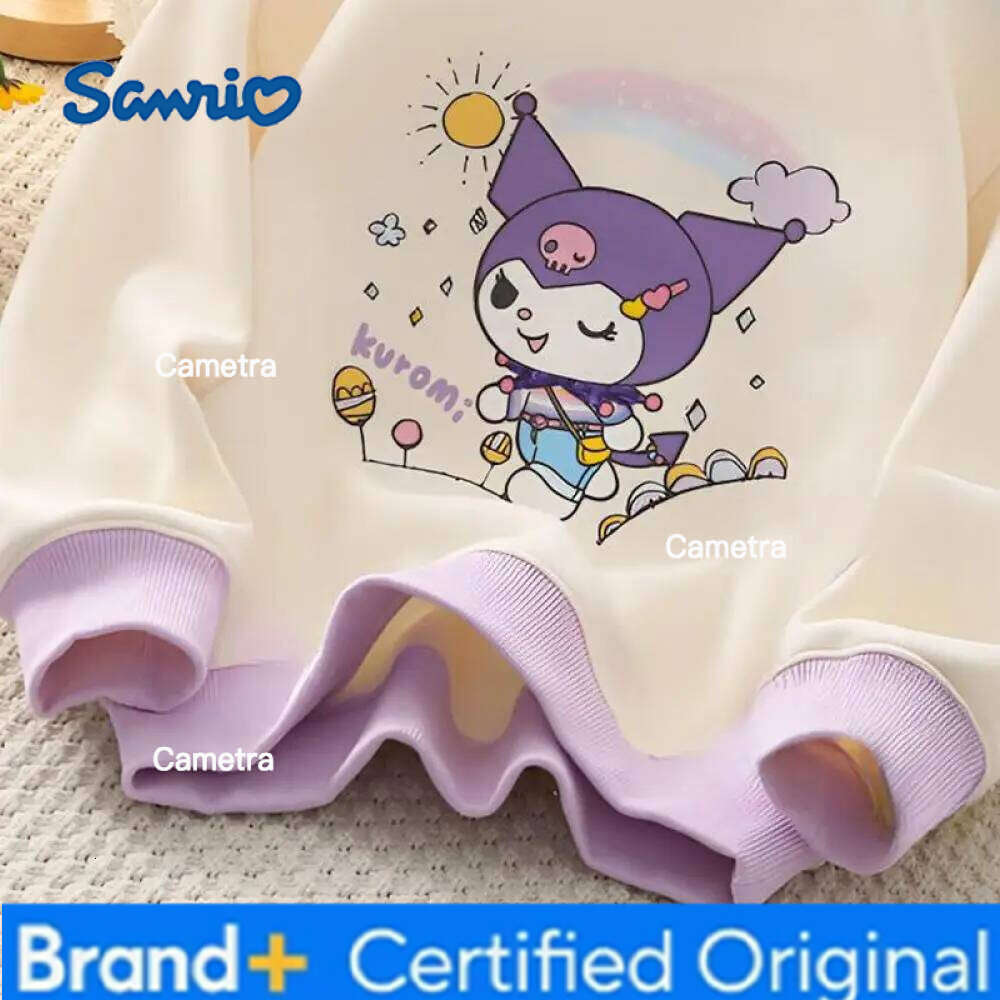 Sanrio Kuromi Girls Hoodie Spring Autumn Tops My Melody Cinnamoroll Long Sleeves T-Shirt Pullover Sweater Kawaii Bottoming Shirt H260112