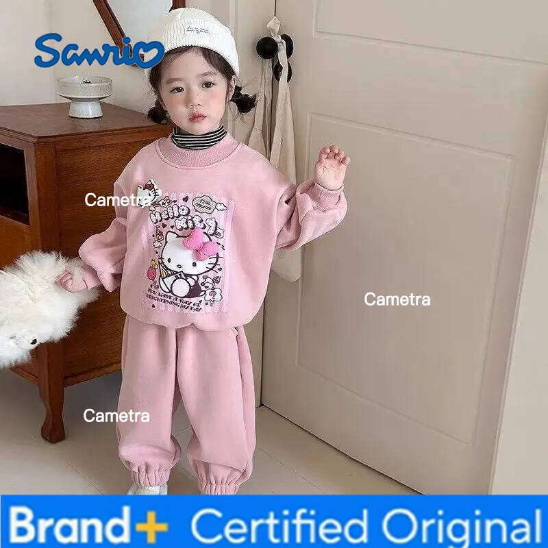 Sanrio HelloKitty Girl Loungewear set Kawaii Kuromi Anime Fashion Autumn and Winter Casual Student 2-Piece Set Child Clothing Sweatsuit H260112