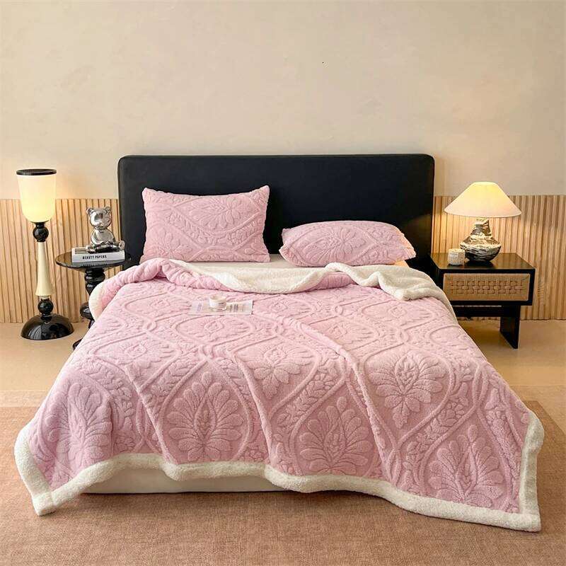1pc Coral Fleece Blanket Winter Thick Soft Bedspread Warm Plaids for Beds Single/Queen/King Solid Color Thow Blankets XJ260112