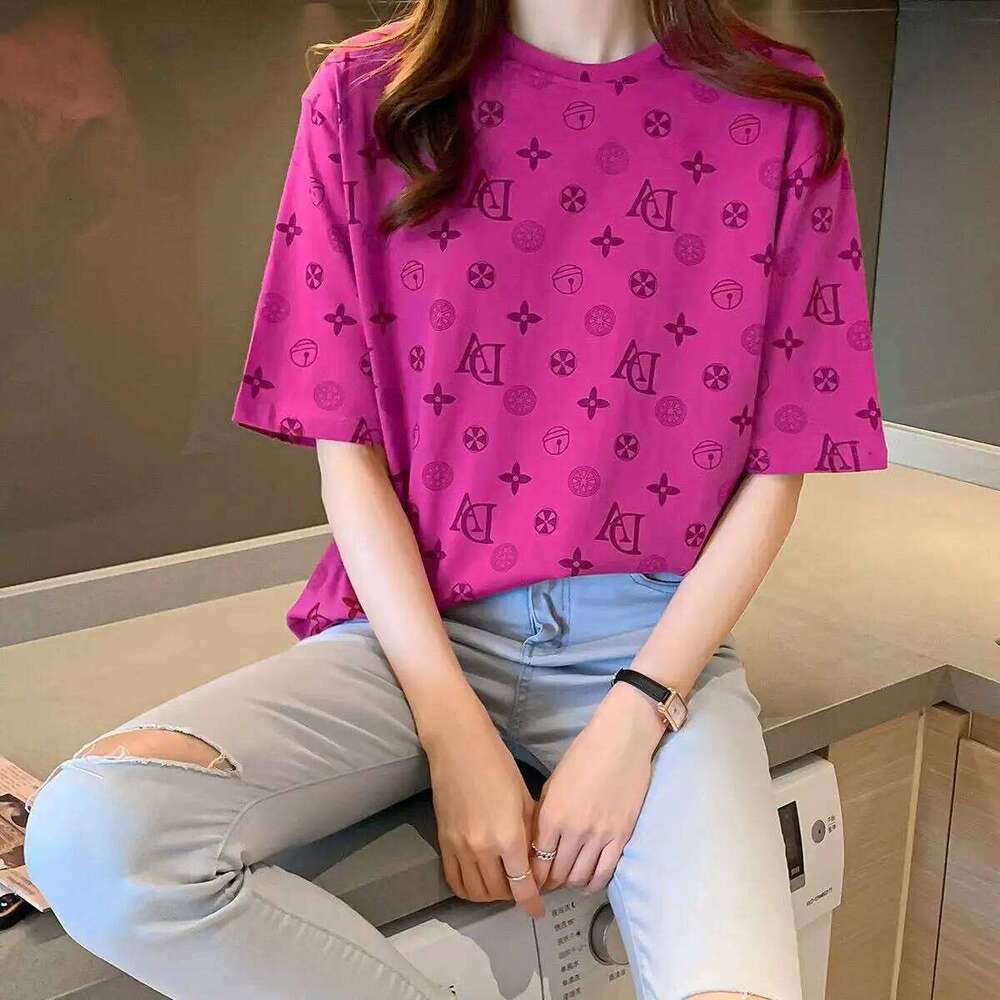 Summer Fashionable Print Designer Fashion Round Neck Short Sleeves T-Shirt For Casual Loose High Street Versatile Top Trendy Women Clothing