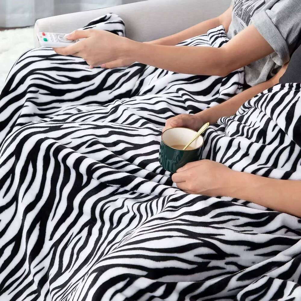 Black White Zebra Flannel Fleece Throw Blanket - Fuzzy Soft Lightweight, Warm Cozy for Couch & Bed XJ260112