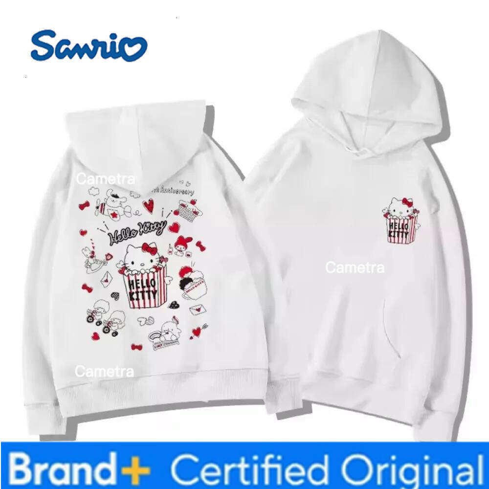 Sanrio MINISO Hello Kitty Ice Cream Hoodies Lovely Vintage Sweatshirts Hoodie Amusing Men's Women Top Outerwears Blouse Cool Streetwear H260112