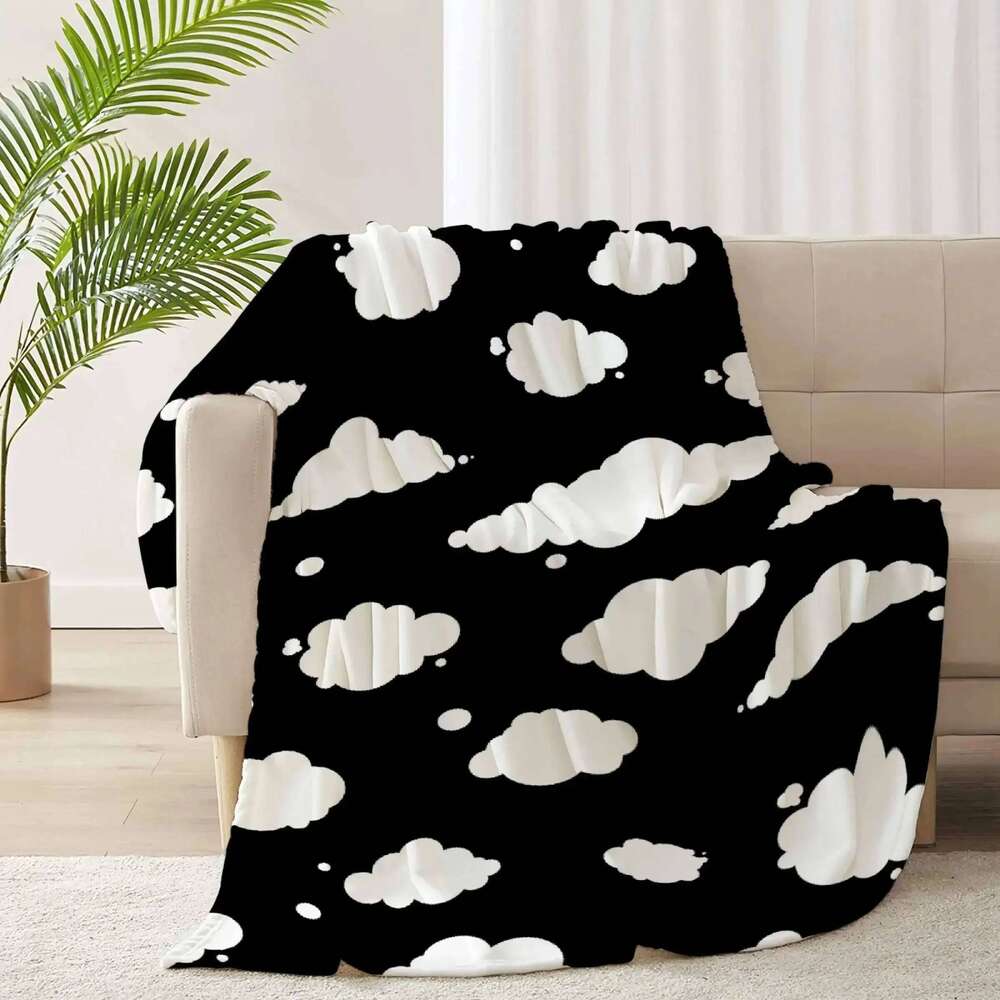 Blue Sky White Cloud Cartoon Soft Cozy Warm Flannel Throw Blanket Sofa Chairs Bed Good Gift for Girl and Boy or Pet XJ260112