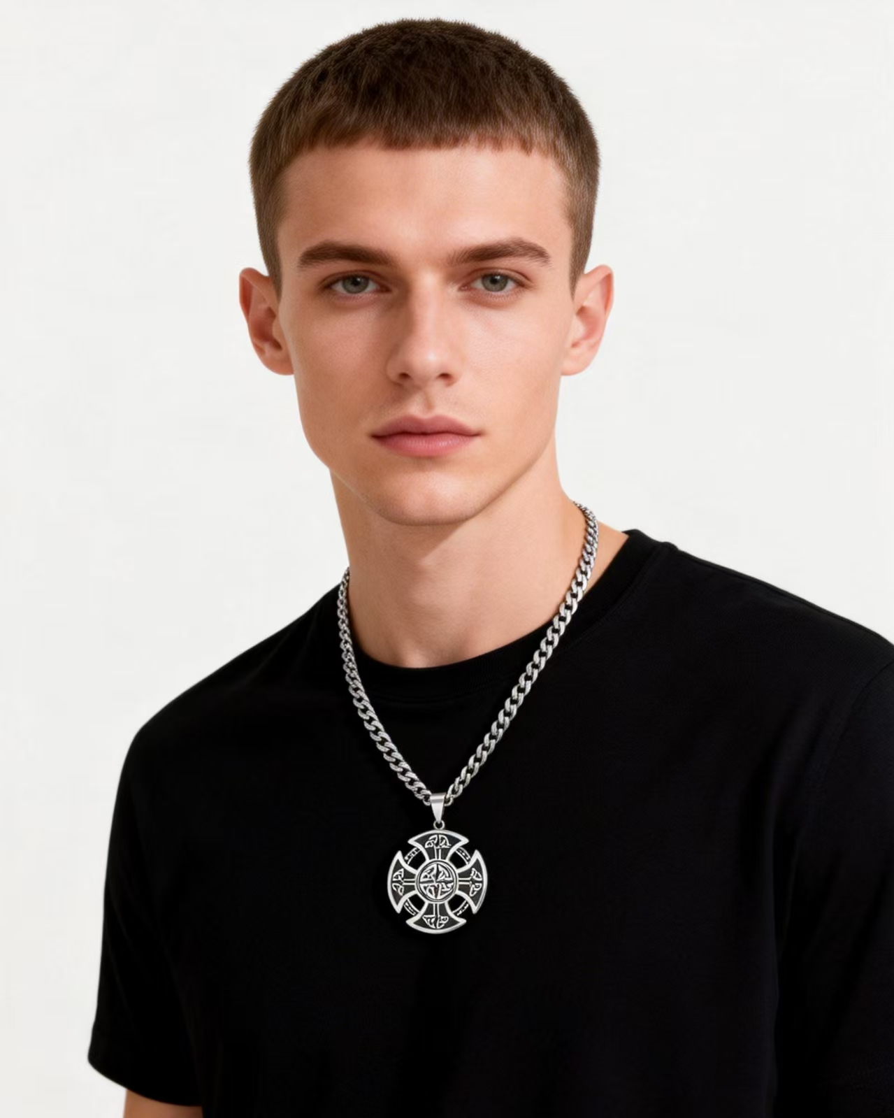 Necklace Cross-border New Celtic Cross Necklace for Women and Men Stainless Steel silver Jewelry