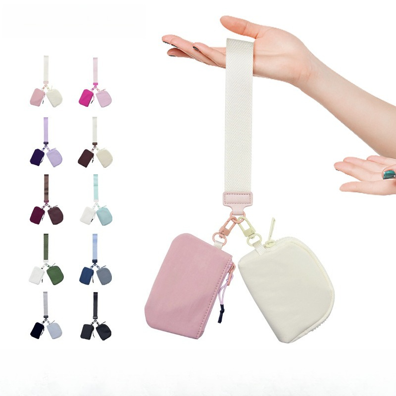 Sport Dual Wristlet Clutch Bag Yoga Gym Mini Wallet Bag Desginer Purse With Portable Keychain Coin Pocket Small Zipper Bag Pouch YFB048