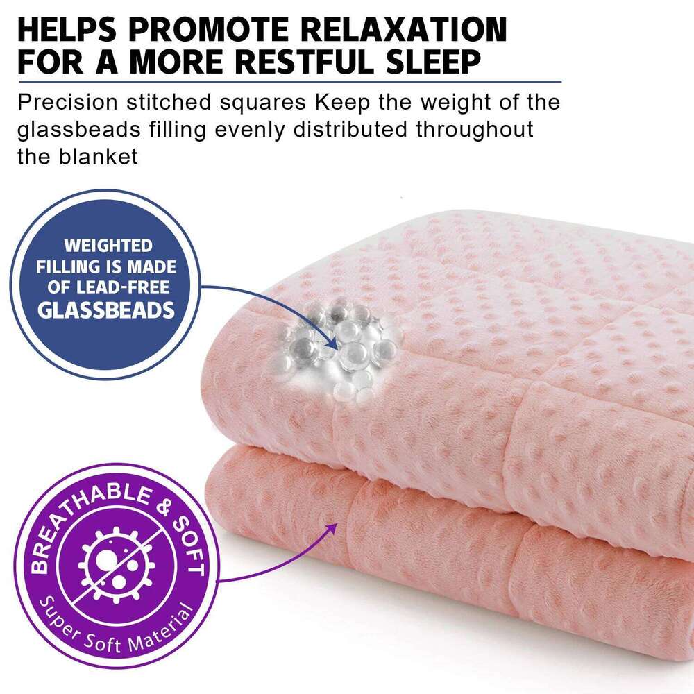 Pink Breathable Soft Minky Throw for All Season Single Double Couple Weighted Haveay Blanket with Glass Beads XJ260112