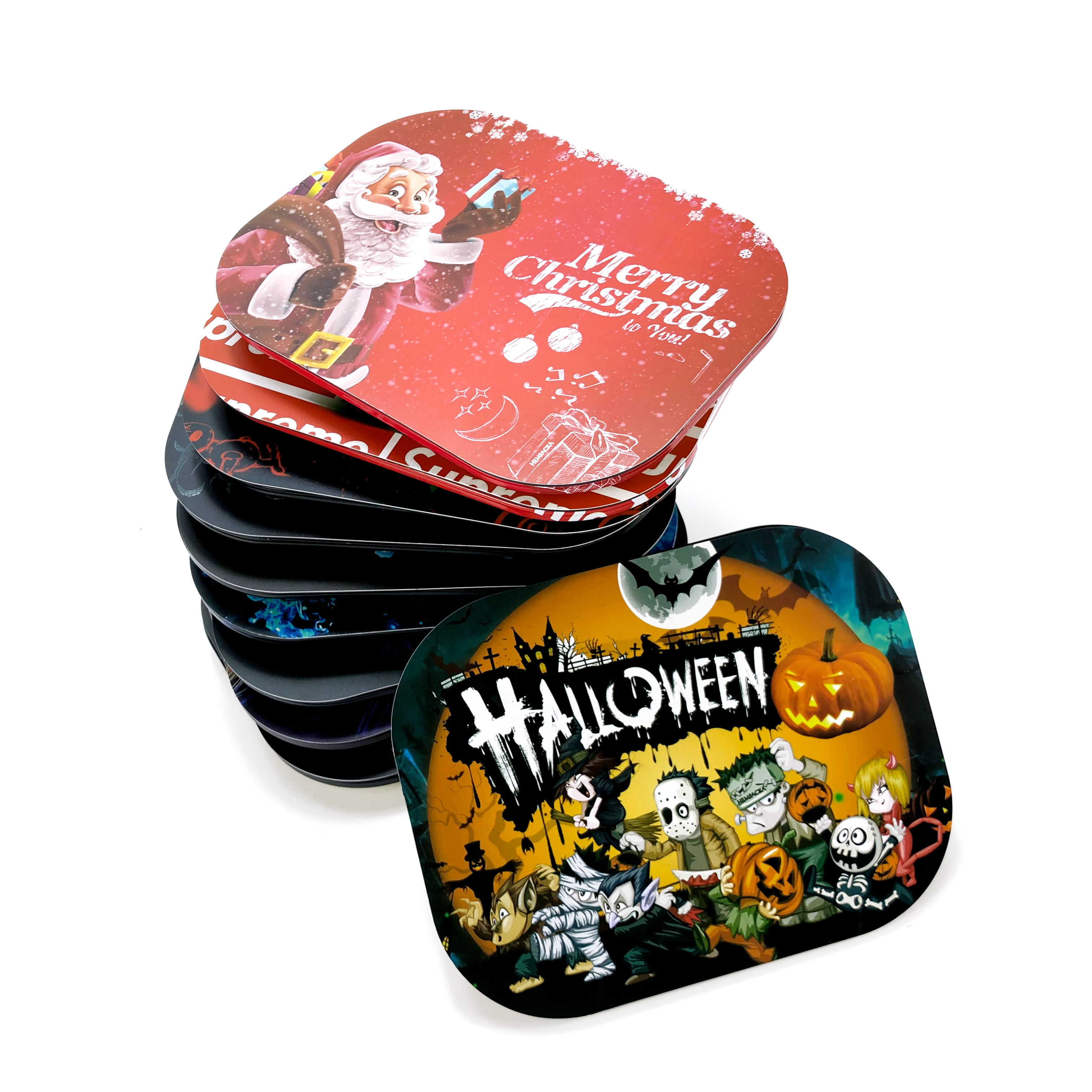 180*140mm 35 Styles Backwoods Cartoon Rolling Tray With lid Metal Cigarette Smoking Small Trays Dry Herb Tobacco Plate Case Storage Mini Machine Tool 