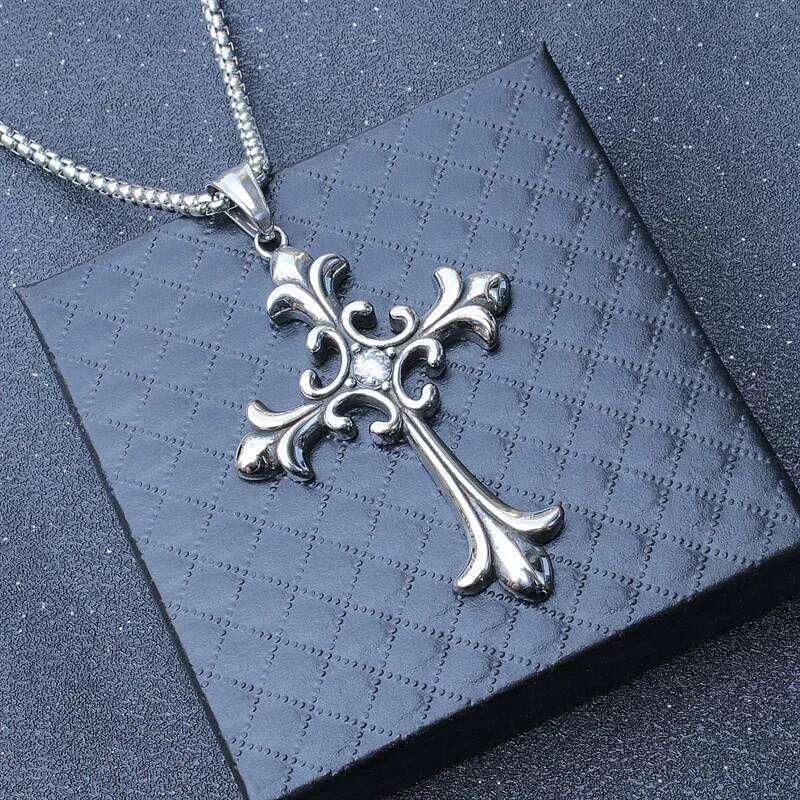 European American Fashion Personality Retro Gothic Cross Necklace For Men And Women Street Hip-Hop Trendsetters Versatile Pe H260112