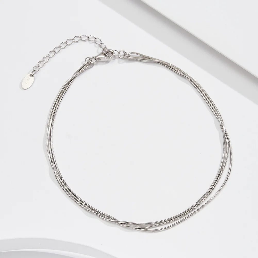 KISS MANDY Summer 925 Sterling Silver Chain Anklets For Women Foot Round Snake Chain Jewelry Layered Link Chain Accessory SA76 260107