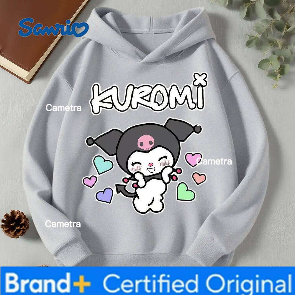 Sanrio Girls Fashion Kuromi Print Hoodie Autumn and Winter Outdoor Leisure Sweatshirt Children's Ideal Gift H260112