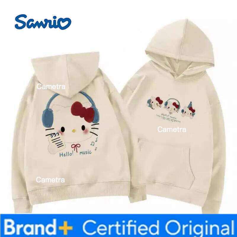 Sanrio Hello Kitty Hooded Sweatshirts Kawaii Cartoon Spring and Autumn Long Sleeve Student Tops Woman Clothing Outerwear H260112