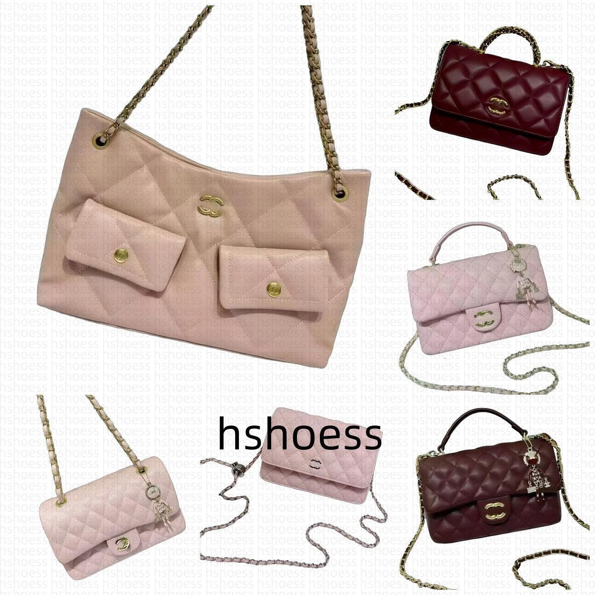 Designer Bags For Women Luxury Tote Bag Highest Quality Totebag Purses Wallet Calfskin Shoulder Handbag For Womens Crossbody Bag Chains Pink Red Black fcac