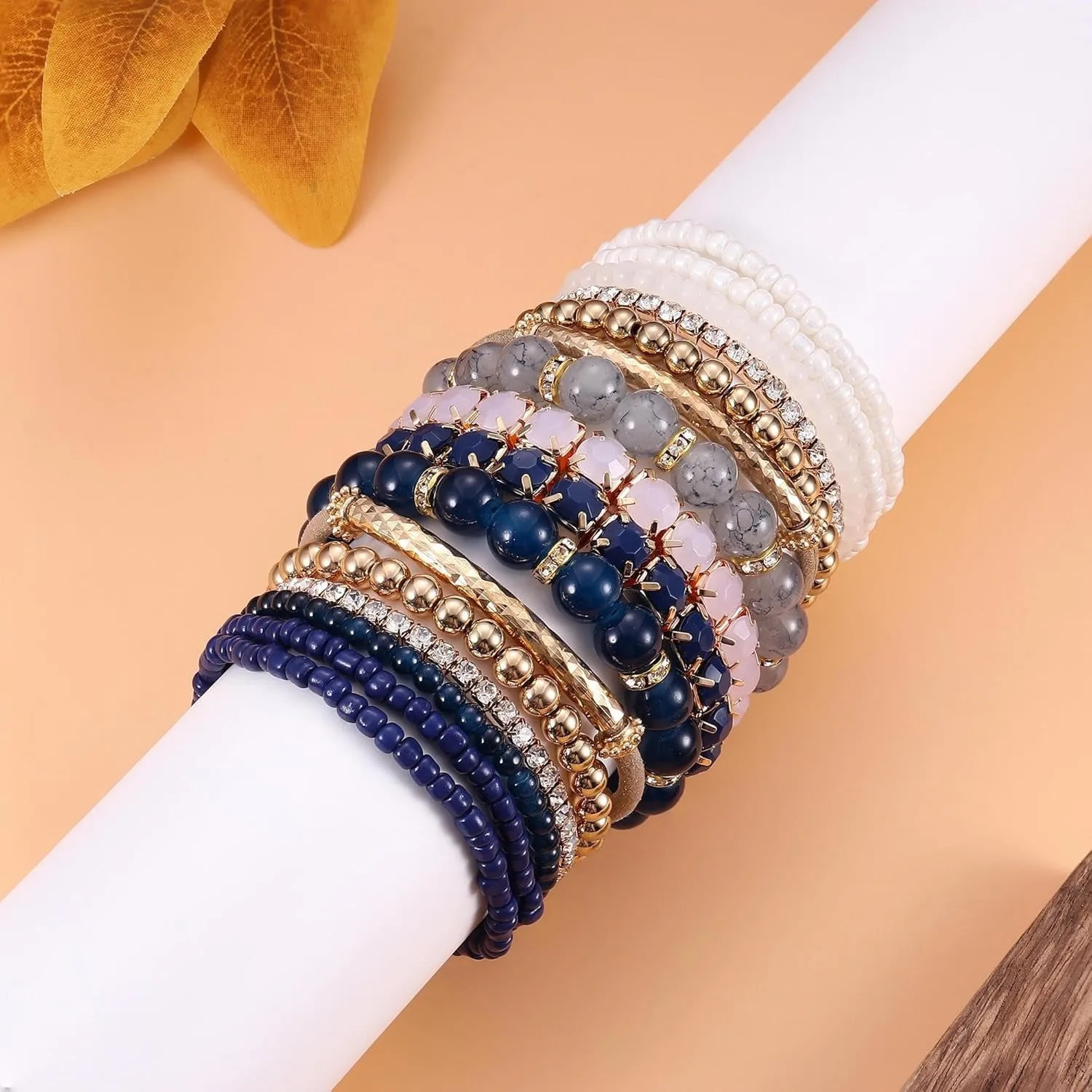 4 Sets Boho Bracelets for Women Multi-Color Layered Stackable Natural Beaded Bracelets Adjustable Stretch Bohemian Bracelets 260107