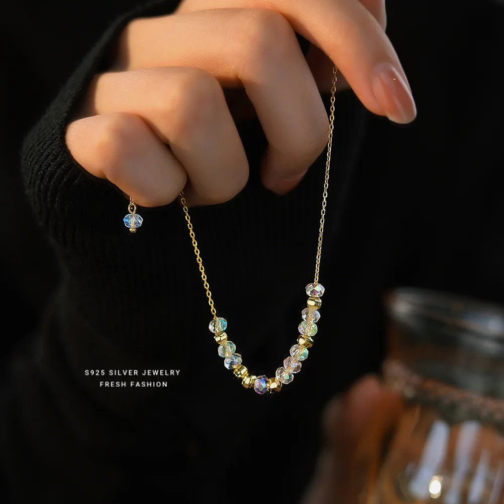 925 Sterling Silver Irregular Colorful Bead Bracelet for Women Korean Fashion Sweet Gift Jewelry Accessories 260107