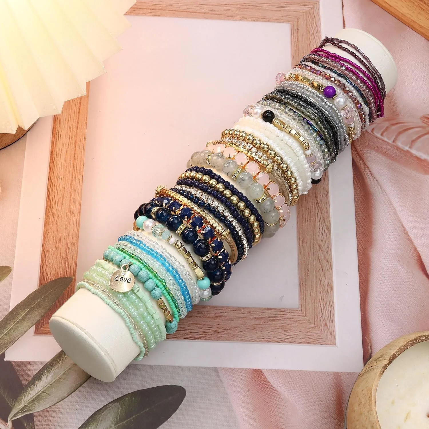 6 Sets Bohemian Stackable Bead Bracelets for Women Stretch Bohemian Style Multilayered Bracelet Set Jewellry Gifts 260107