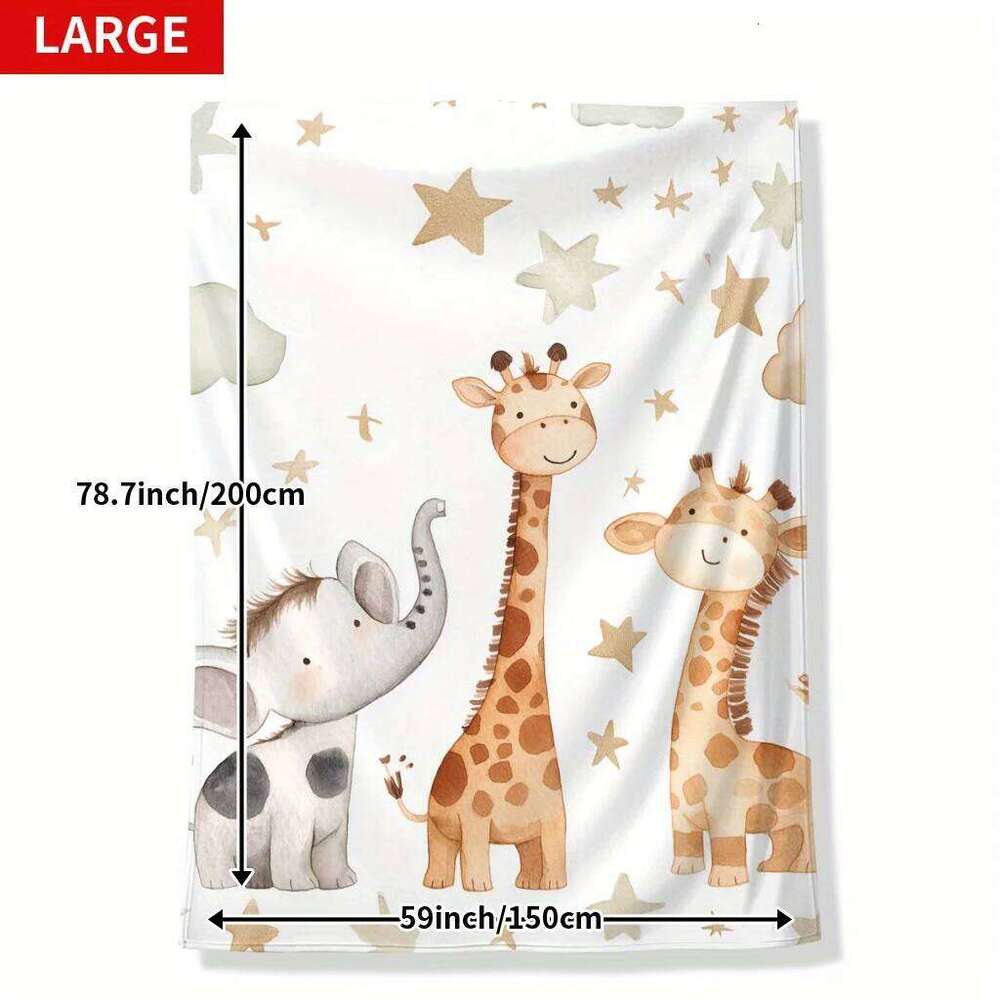 VIKAMA Cartoon Giraffe, Elephant Print Throw Blanket. Soft And Warm, Washable, Nap Blanket On Bedroom Or Living Room Sofa. XJ260112
