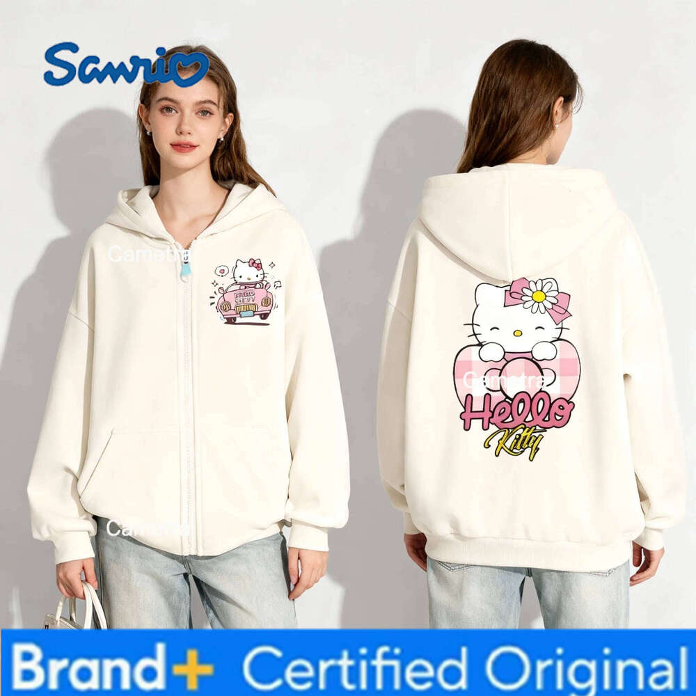 Sanrio New Family Hello Kitty Collection Sweet Cool Trendy Street Autumn/Winter Zipper Hoodie Plus Size Women Adult 25/26 H260112