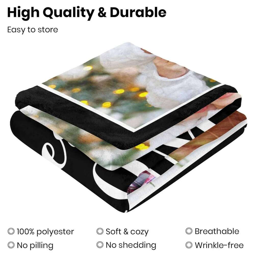 Blanket Custom Fleece Throw with 6 Photos Customized Mothers Day Birthday Gifts for from Daughter Son Best Mom Ever Blankets XJ260112