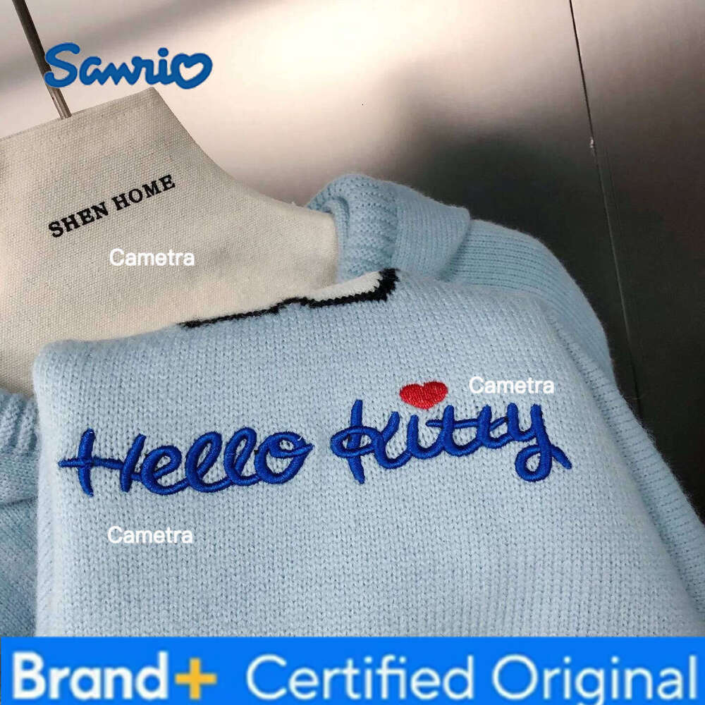 Sanrio New Korean Style Sweet And Stylish Versatile Cartoon Jacquard Knitwear Fashion Loose Casual Blue Hooded Pullover Sweater Women H2601121