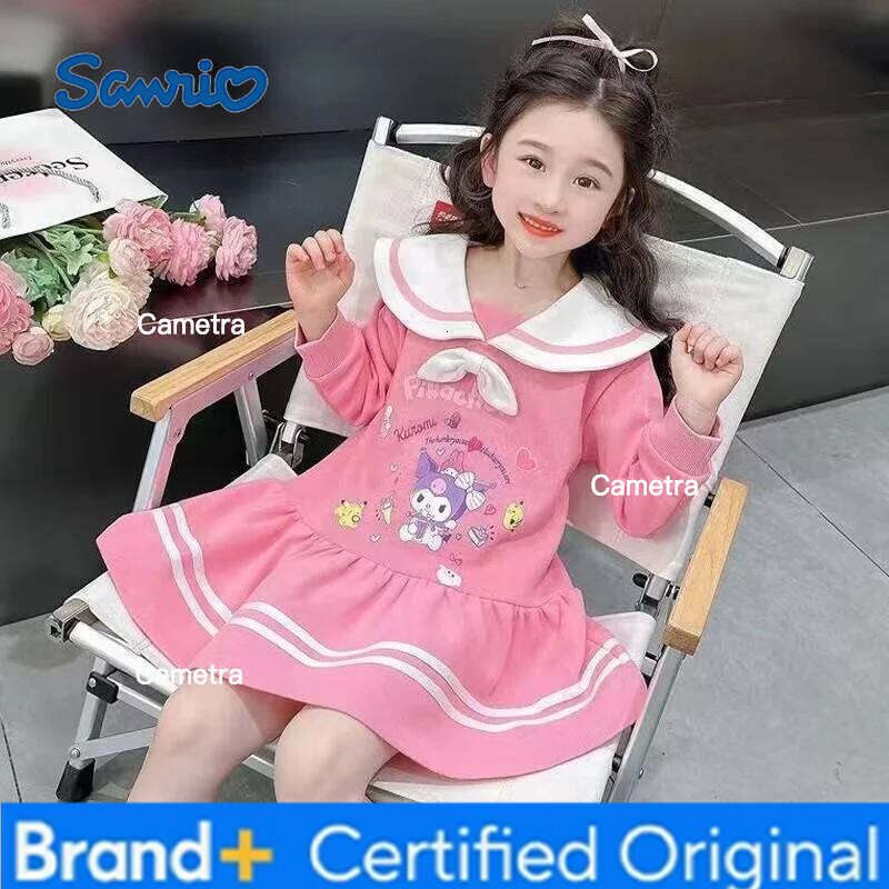 Sanrio Autumn Baby Girls Clothes Kid Solid Cotton Cartoon Printed Long Sleeve Princesses Dresses Children Cause Party Uniform H260112