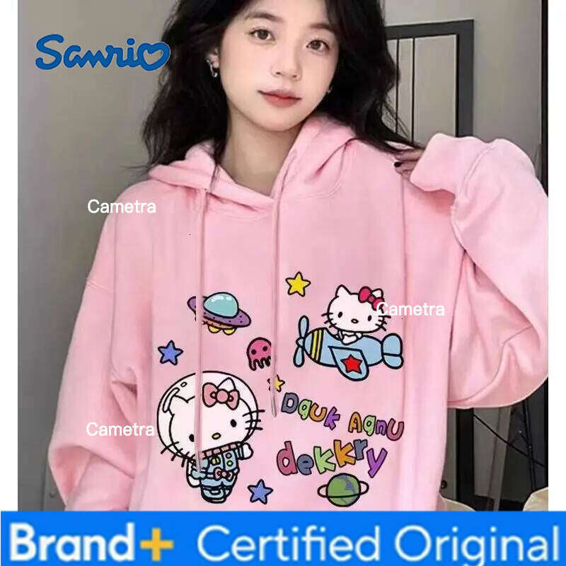 Sanrio Hello Kitty Girl Hoodie Sweatsuit Kawaii Anime Fashion Casual Hooded sweatshirt Long-Sleeved Autumn Winter Pullover Tops H26011211