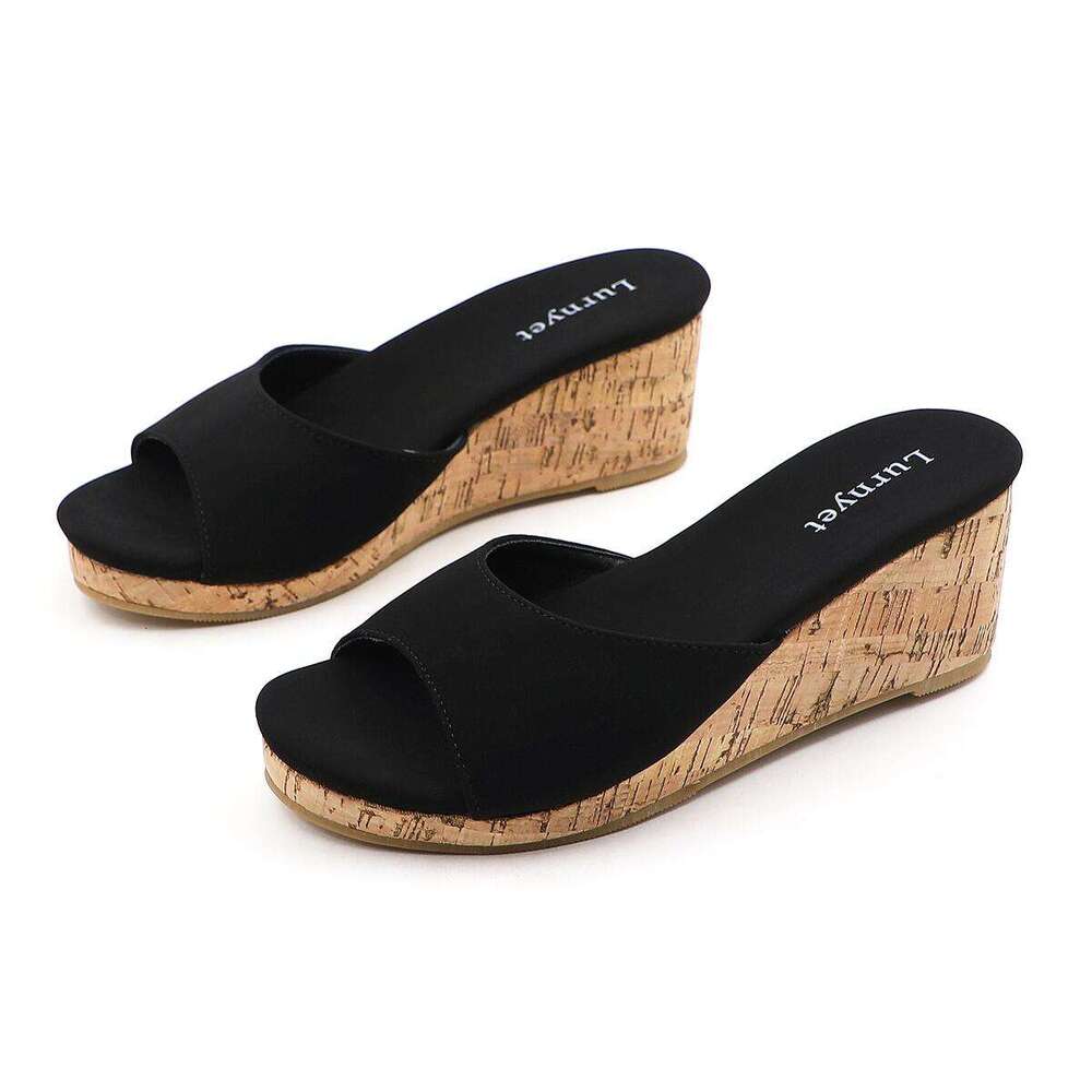 Lurnyet Women's Wedge Heel Slide Sandals Casual Daily Summer Shoes MOODI-1