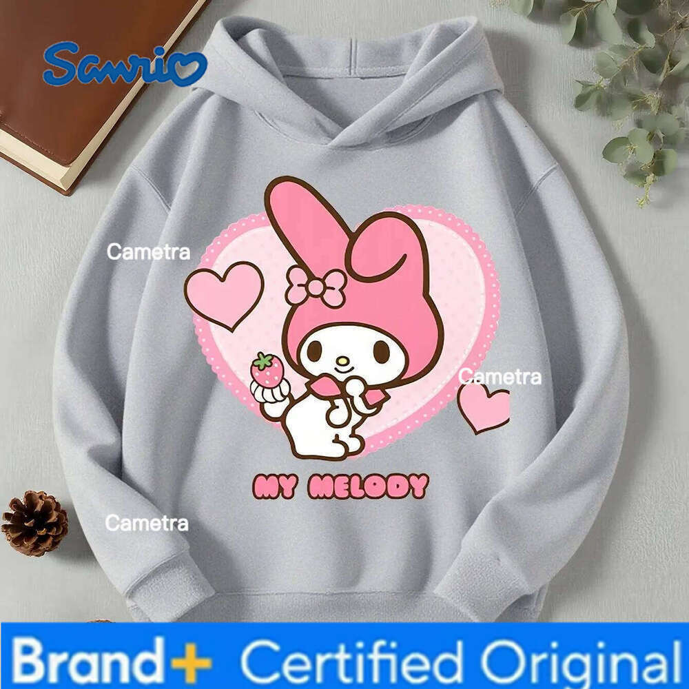 Sanrio Kawaii's Kuromi Children's Clothing Printed Sweatshirt for Autumn and Winter Outdoor Girls Boys Casual Pullover H260112