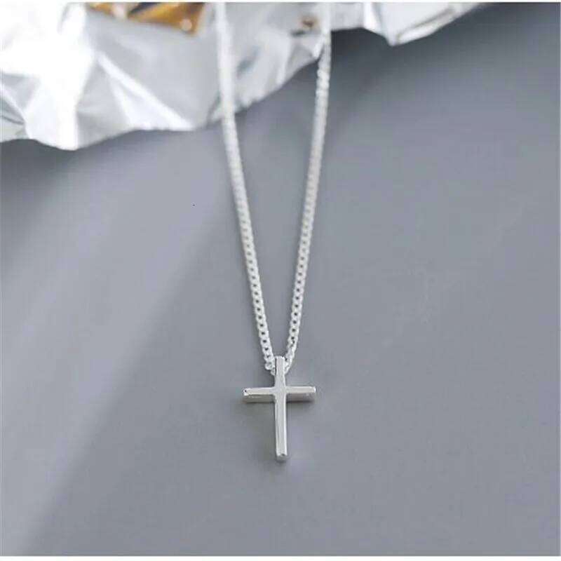 New Arrival Simple Cross Coll Girl 925 Sterling Silver Jewelry Fashion Women Clavicle Chain Pendant Necklaces XL006 H260112
