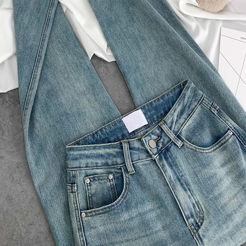 Women's Jeans--High-Waisted Narrow-Fit High-Stretch Jeans, Women's Embroidered Slim-Fit Straight-Leg Pants---8928