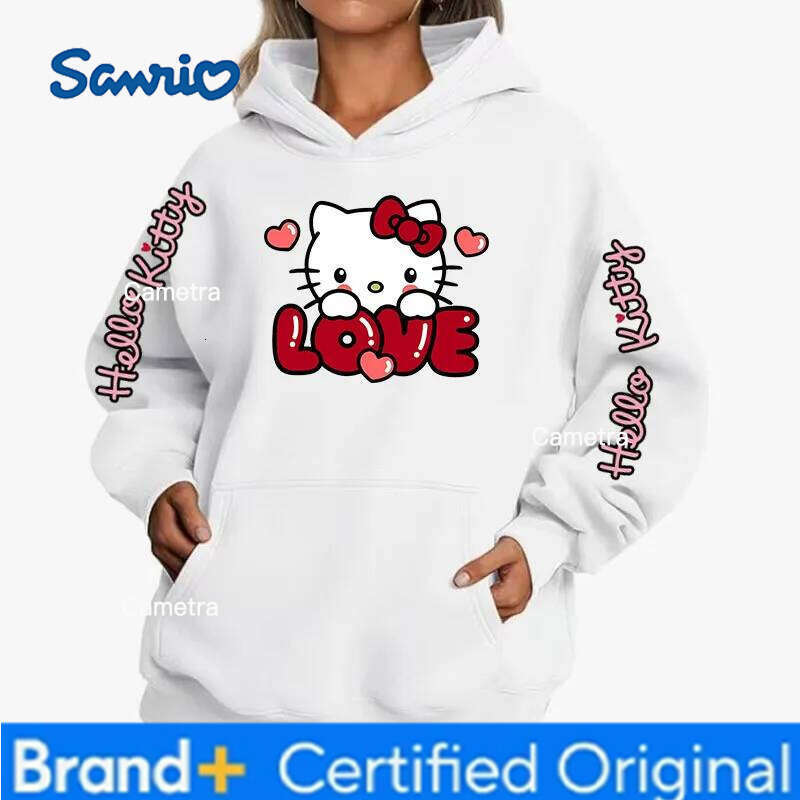 Sanrio Women's Sportswear Japan Harajuku Hello Kitty Tops Cute Clothes Pattern Hoodie Long Sleeve Jacket Women Winter H260112