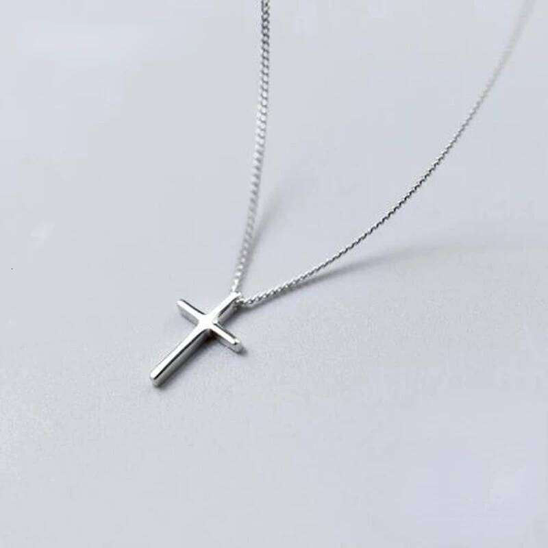 925 Sterling Silver Female Pendants Dropshipping Smooth Cross Pendant Necklace Jewelry For Women Wedding Gift H260112