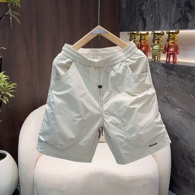 Summer Men's Loose Street Casual Shorts Elastic Waist Solid Pockets Patchwork Trend Shorts Fashion High Street Men Clothing