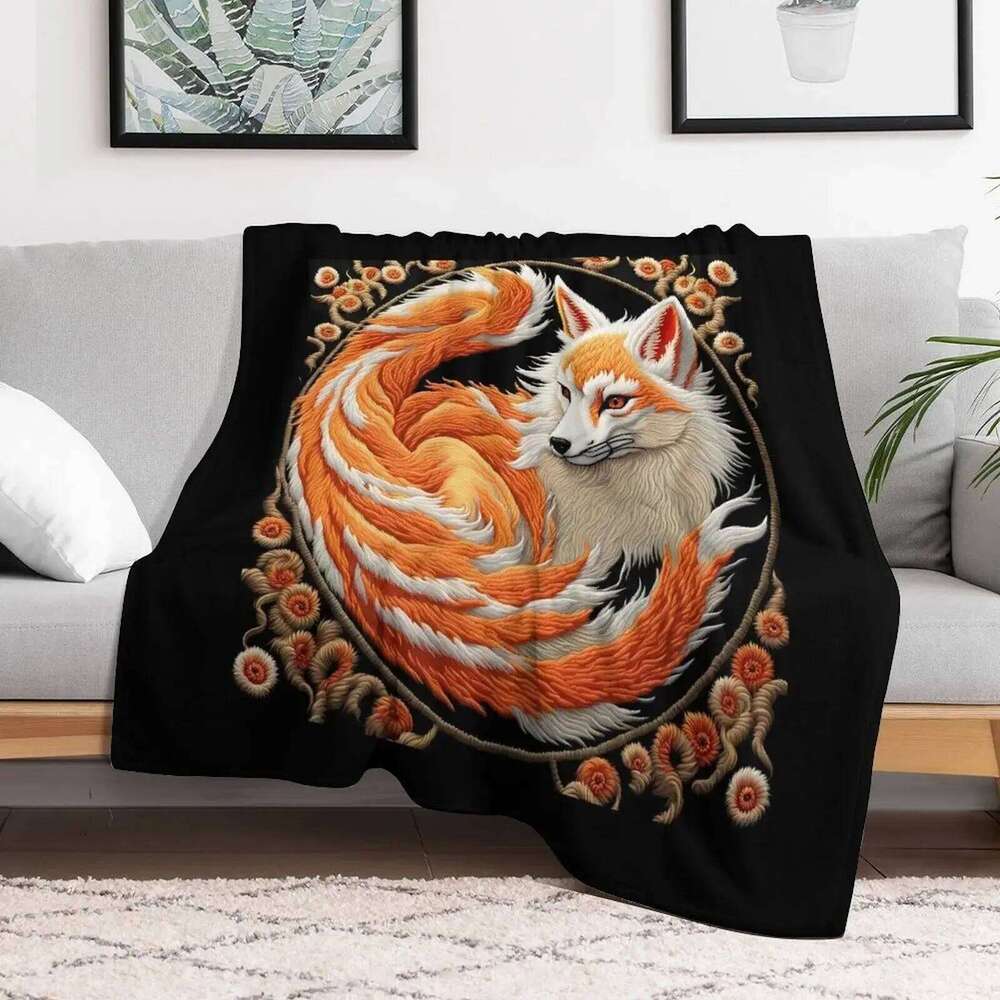 Cute cartoon fox digital-printed polyester Bedroom velvet flannel blanket Fleece soft sofa cover blankets for beds XJ260112