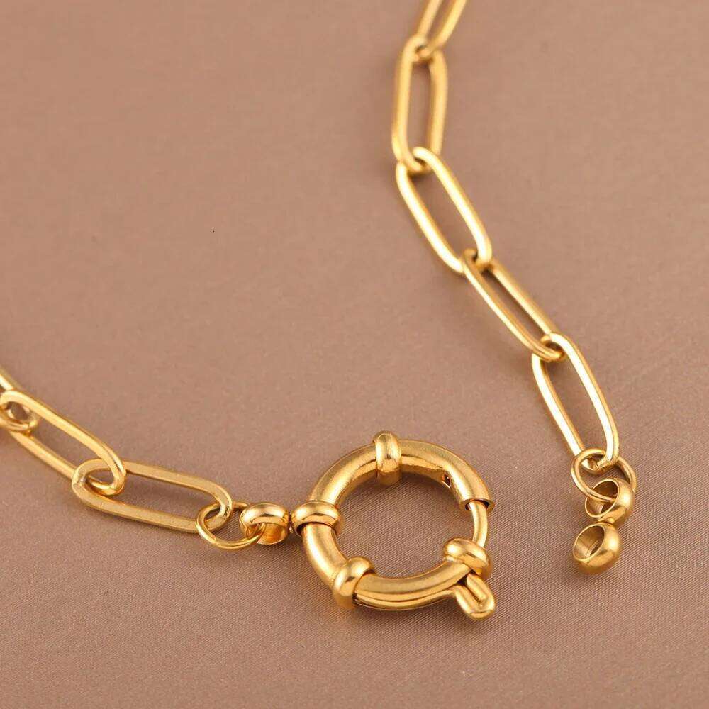 Choker neck Golden Stainless Steel Large Cross Chain Fashionable and Simple Jewelry Necklace 2025 Women's Trend H260112