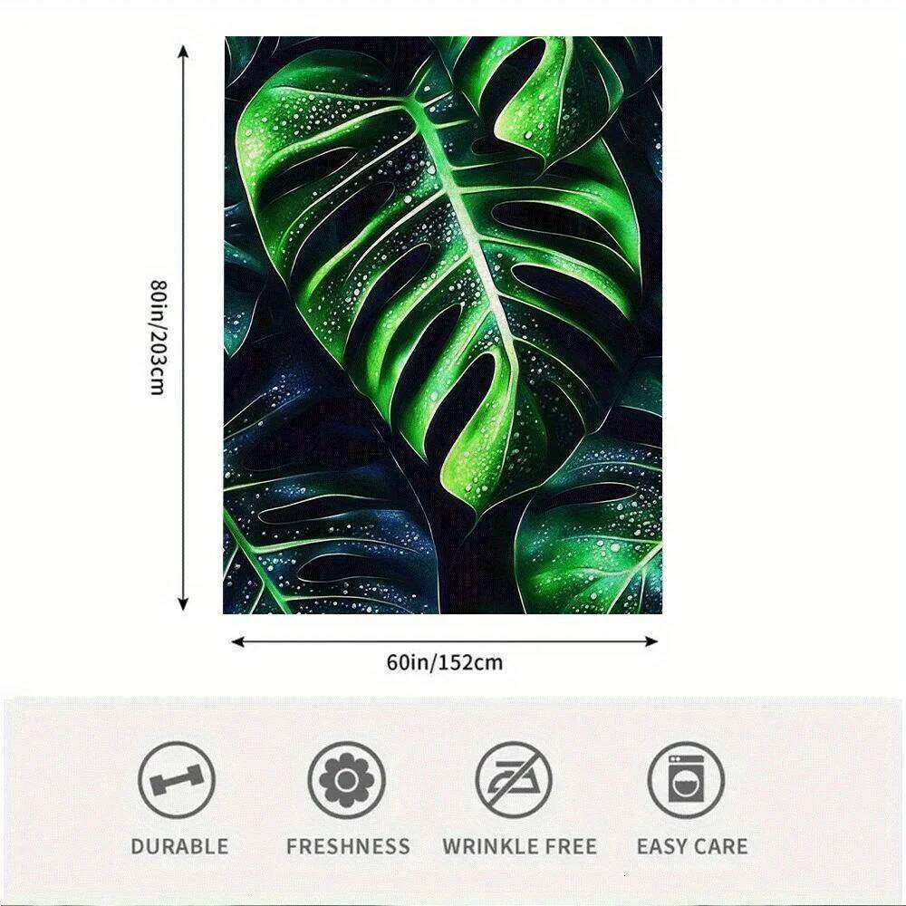 1pc Extra Large 60x80 Inch Tropical Monstera Leaf Blanket - Heavy-Duty Over 100 Threads, All-Season Soft Bedspread/Throw for Cou XJ260112