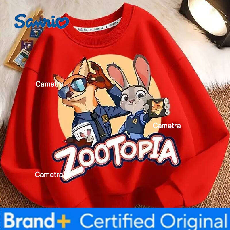 Sanrio Spring Kid Boy Clothes Children Girls Disney Zootopia 2 Judy Hopps Nick Wilde Print Sweatshirt Top Baby Cartoon Pullover H260112