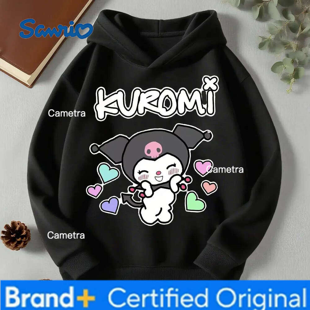 Sanrio Kawaii's Kuromi Children's Clothing Printed Sweatshirt for Autumn and Winter Outdoor Girls Boys Casual Pullover H260112