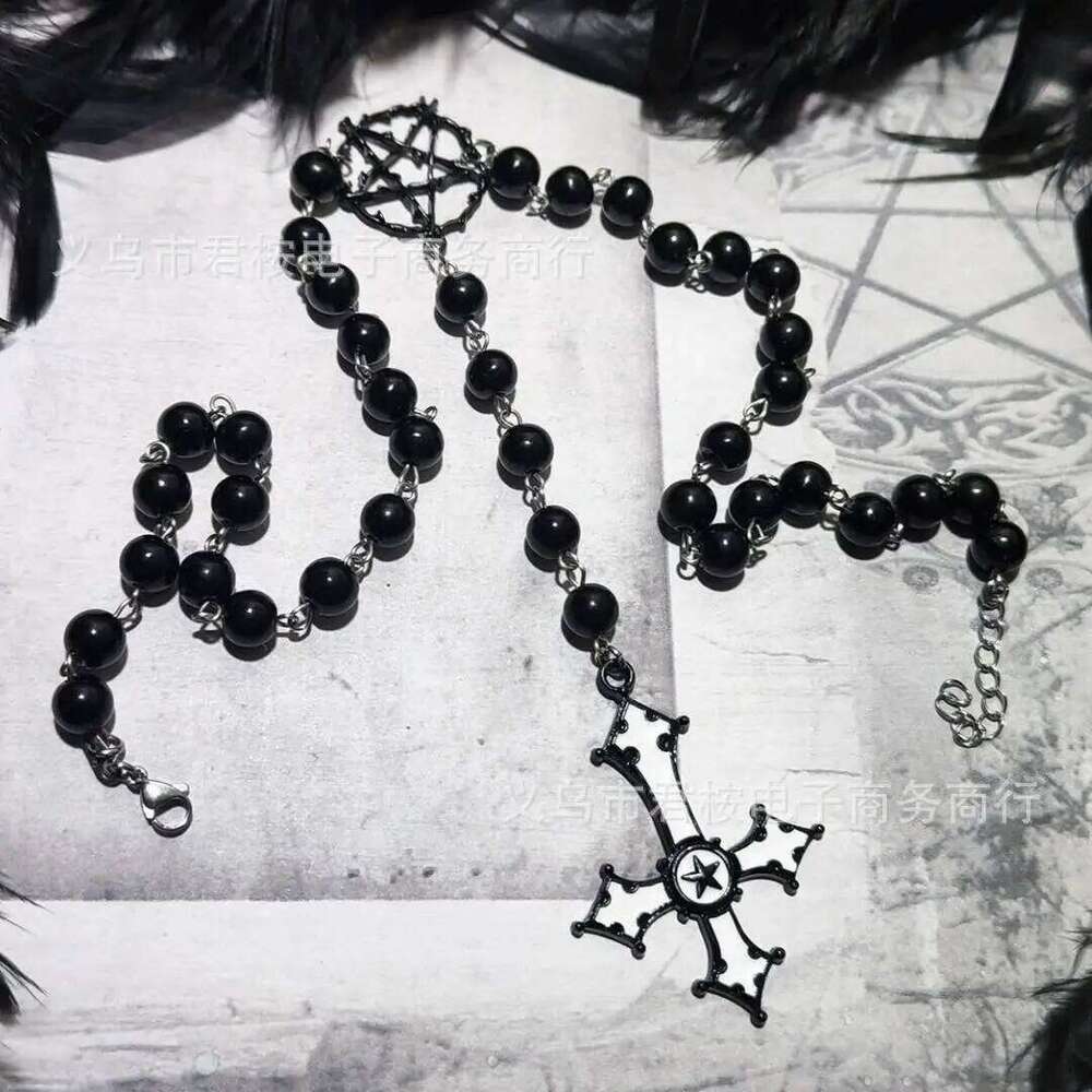 Rosant Necklace, Gothic Jewelry, Punk, Pagan, Witchcraft, Alternative, Pentagram, Bat, Cross Choker, For Women Man, Trendy H260112