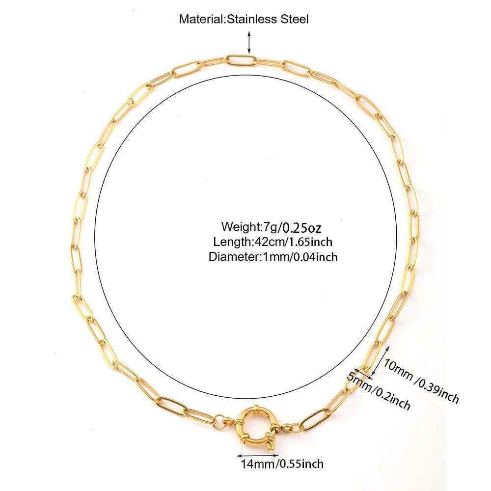 Choker neck Golden Stainless Steel Large Cross Chain Fashionable and Simple Jewelry Necklace 2025 Women's Trend H260112
