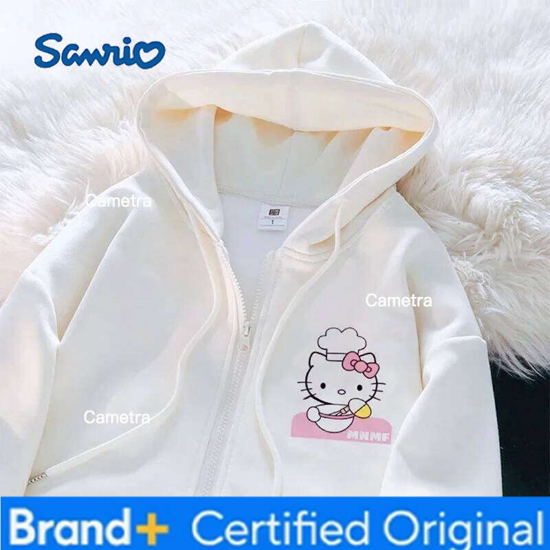 Sanrio Anime Cute Printed Hoodies Women Cartoon Hello Kitty Y2k Korean Students Loose Sweatshirt Fashion Sweet Cardigan Clothing H260112