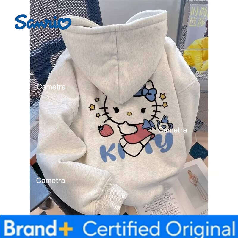 Sanrio Japanese Anime Autumn Winter Women's Clothing Hoodies Cute Hello Kitty Print Hooded Y2K Sweatshirt Oversized Cotton Pullower H2601121