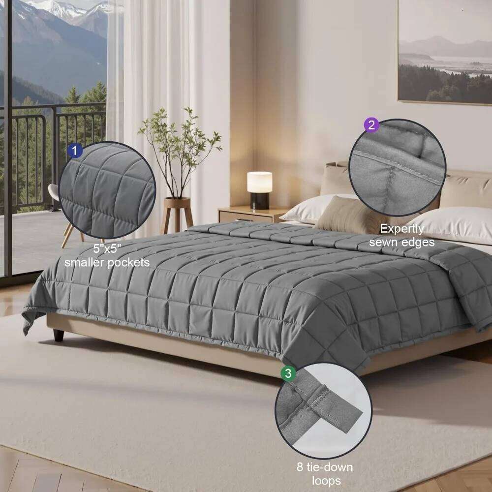 Weighted Adults - 15lbs 48x72" Cooling Heavy Blanket for 120-160 lbs All-Season Sleeping Comfort BreathableGrey XJ260112
