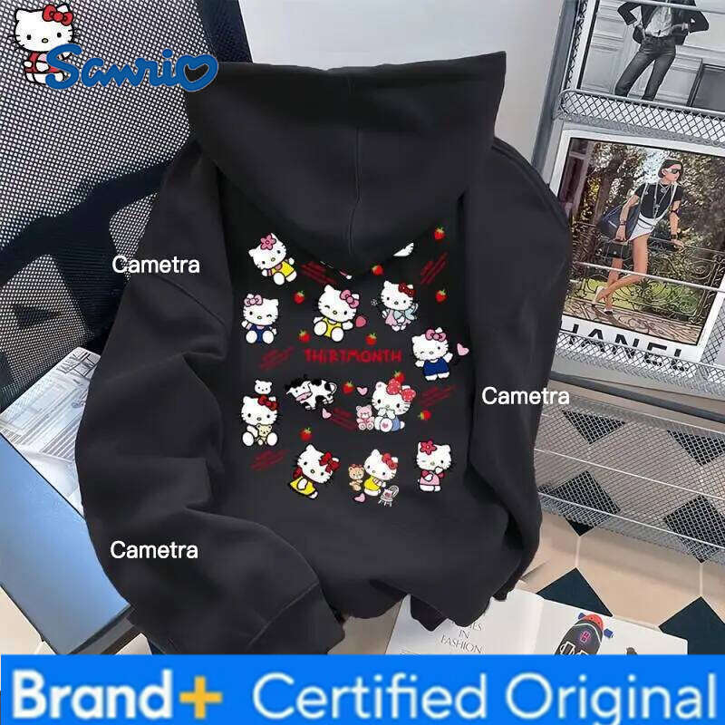 Sanrio Hello Kitty Girl cotton Hoodie Sweatsuit Kawaii Anime Fashion Student Casual Long-Sleeved Autumn Winter Pullover Tops H260112
